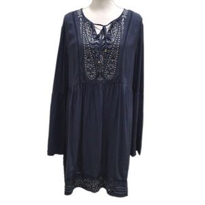 KNOX ROSE Embroidered Peasant Dress